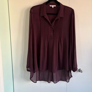 DR2 Burgundy Pleated Women's Blouse
